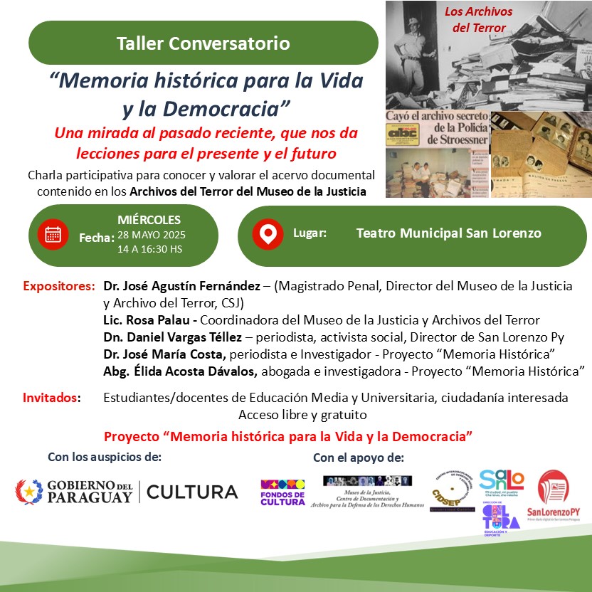 Inician talleres sobre Memoria Histórica para la Vida y la Democracia