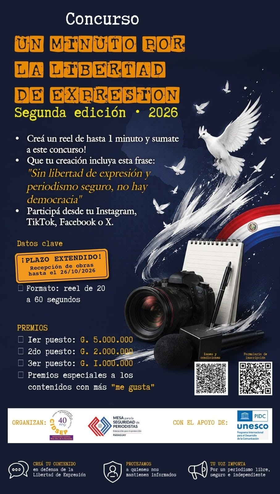 Plazo ampliado para el Concurso “Un minuto por la Libertad de Expresión”